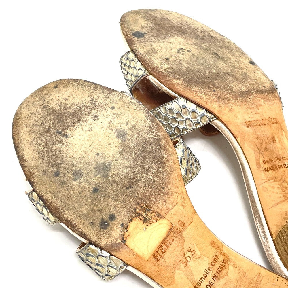HERMES Sandals leather Beige type H motif Oasis Oasis Women 36.5 Used