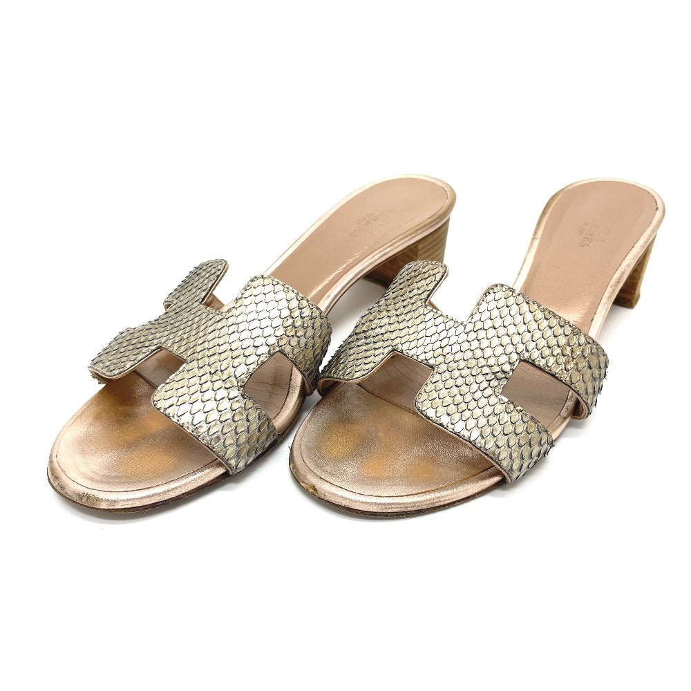 HERMES Sandals leather Beige type H motif Oasis Oasis Women 36.5 Used