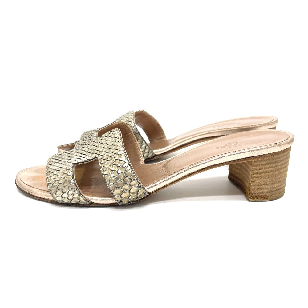 HERMES Sandals leather Beige type H motif Oasis Oasis Women 36.5 Used