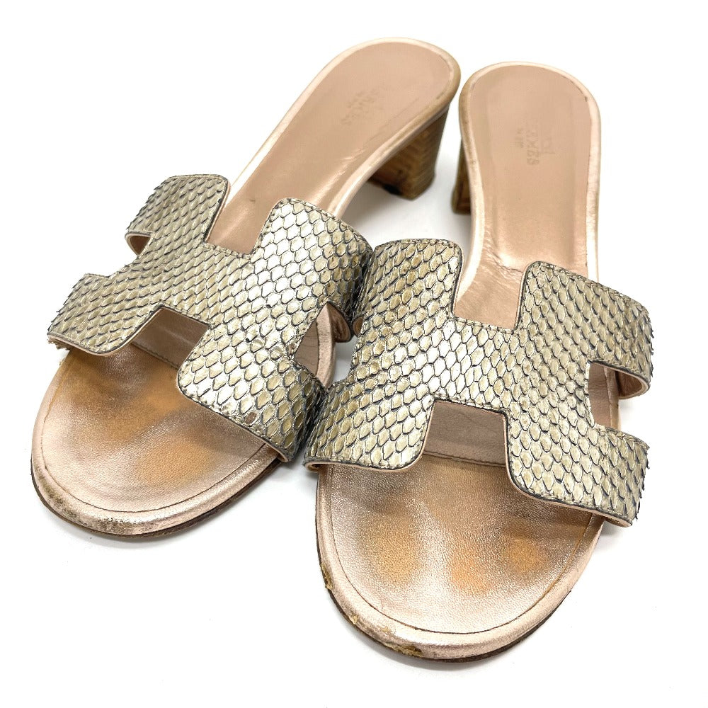 HERMES Sandals leather Beige type H motif Oasis Oasis Women 36.5 Used