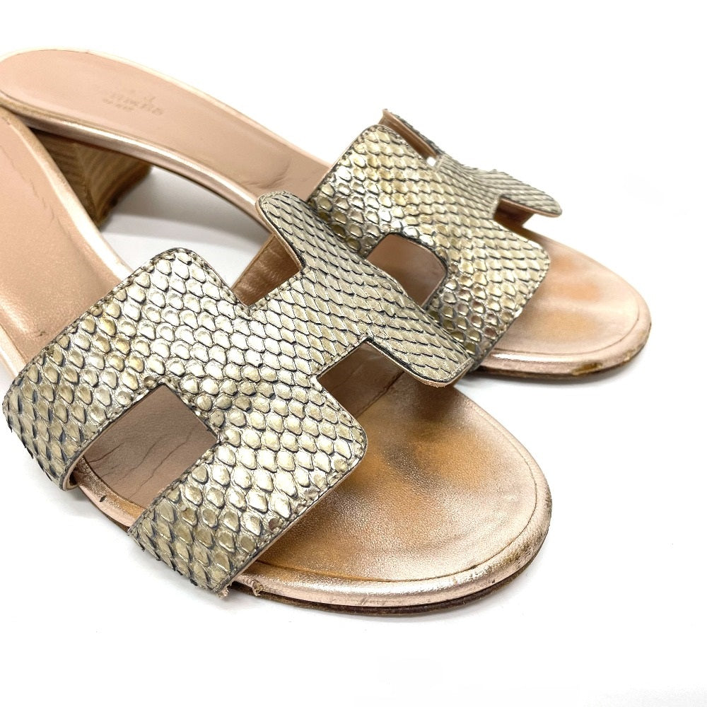 HERMES Sandals leather Beige type H motif Oasis Oasis Women 36.5 Used
