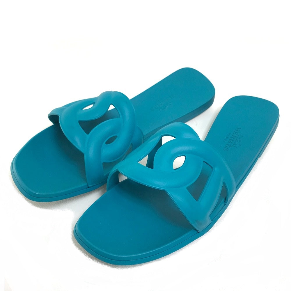 HERMES Sandals rubber blue Petanco flat Aloha Chene Dunkle 36