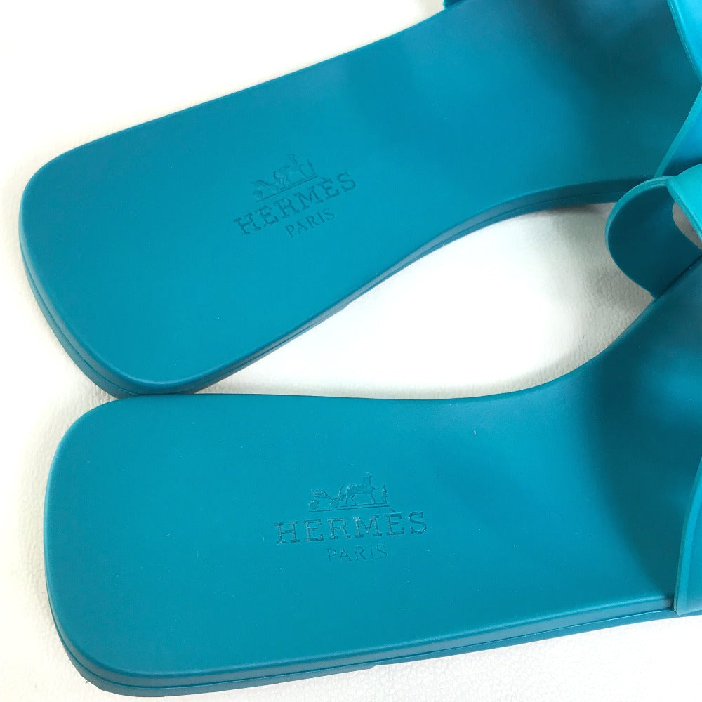 HERMES Sandals rubber blue Petanco flat Aloha Chene Dunkle 36