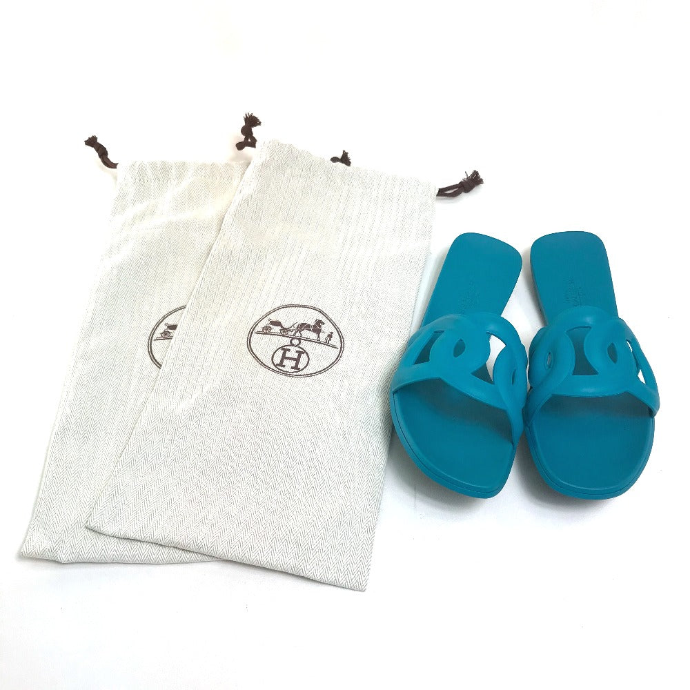 HERMES Sandals rubber blue Petanco flat Aloha Chene Dunkle 36