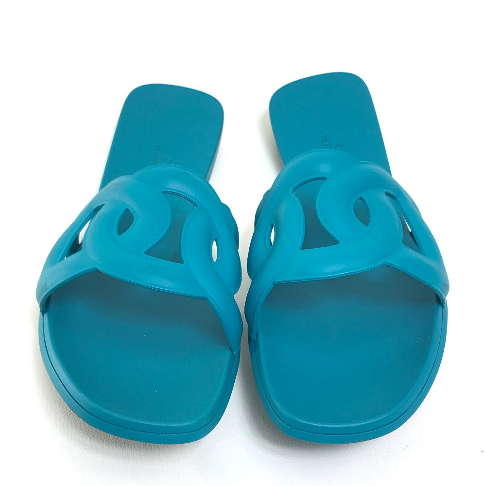 HERMES Sandals rubber blue Petanco flat Aloha Chene Dunkle 36