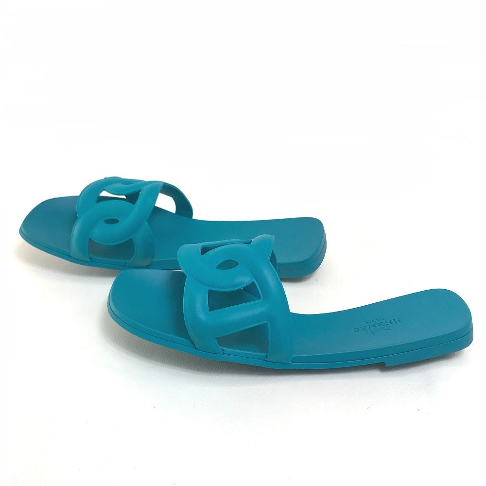 HERMES Sandals rubber blue Petanco flat Aloha Chene Dunkle 36
