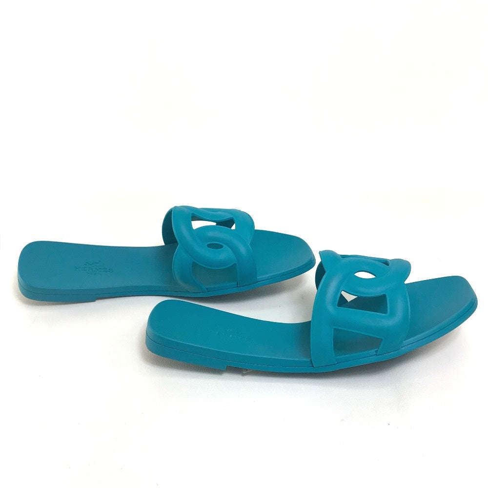 HERMES Sandals rubber blue Petanco flat Aloha Chene Dunkle 36