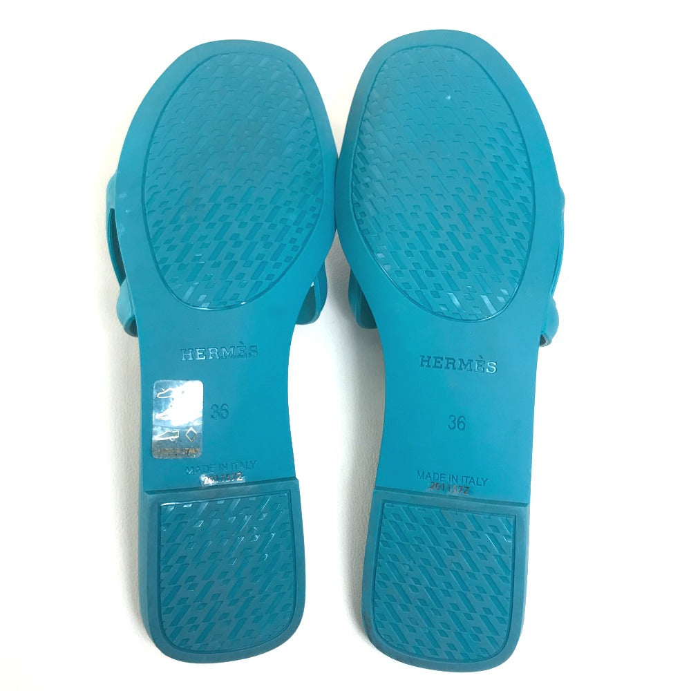 HERMES Sandals rubber blue Petanco flat Aloha Chene Dunkle 36