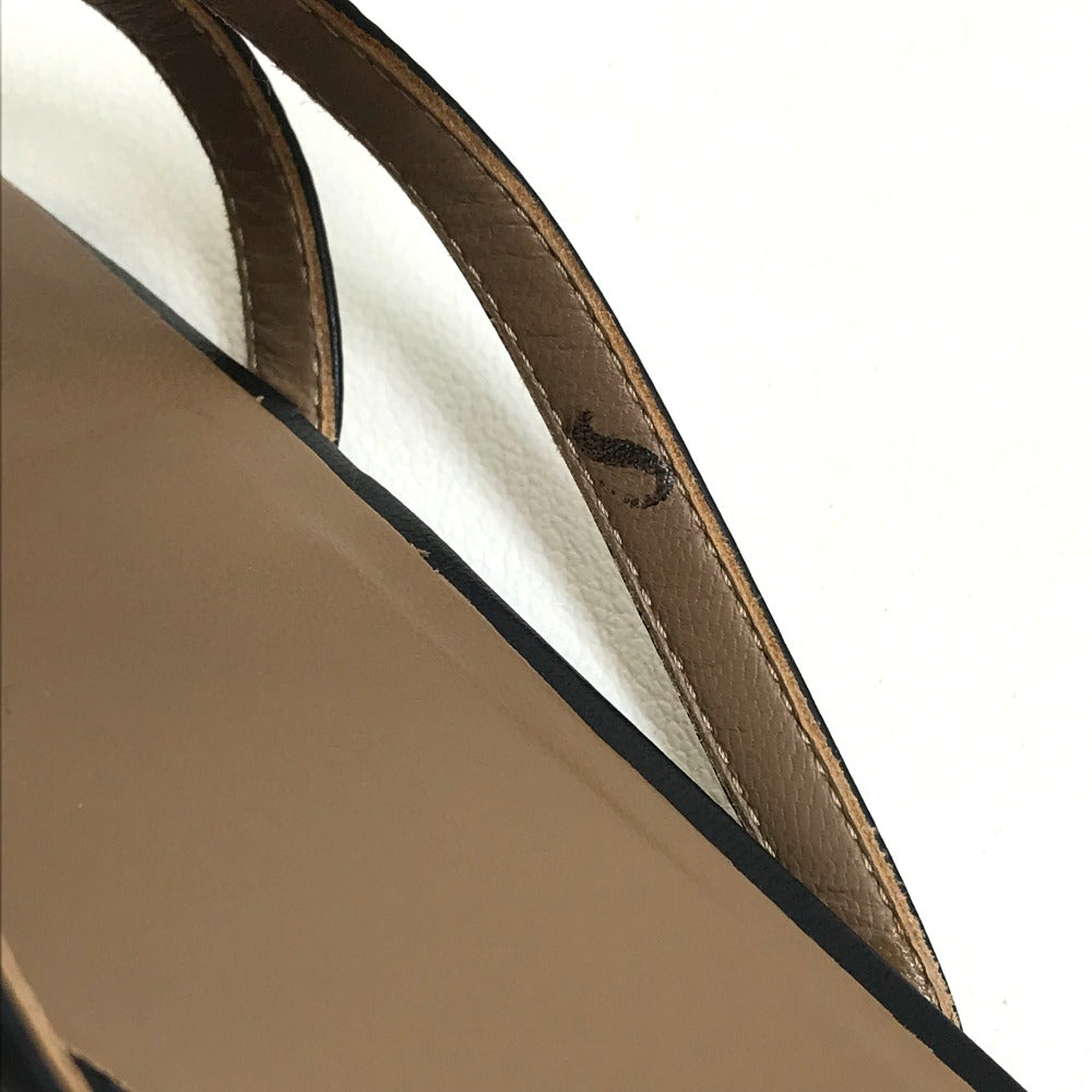 HERMES Sandals leather Beige x black x brown Chene Dunkle 37