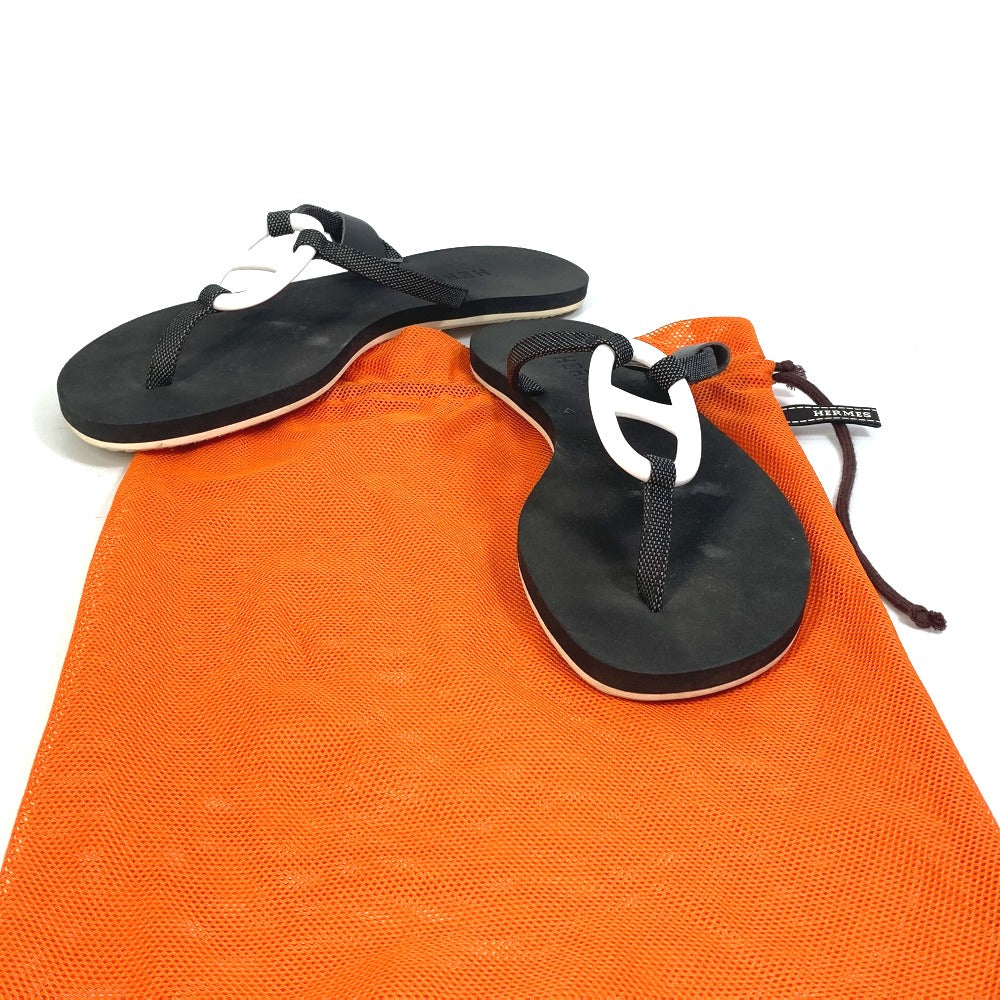 HERMES Sandals rubber black Chene Dunkle Caranella Women 37 Used