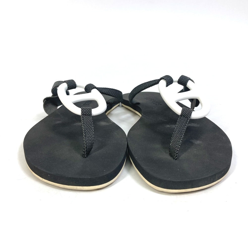 HERMES Sandals rubber black Chene Dunkle Caranella Women 37 Used