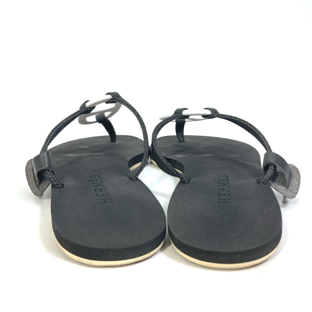 HERMES Sandals rubber black Chene Dunkle Caranella Women 37 Used