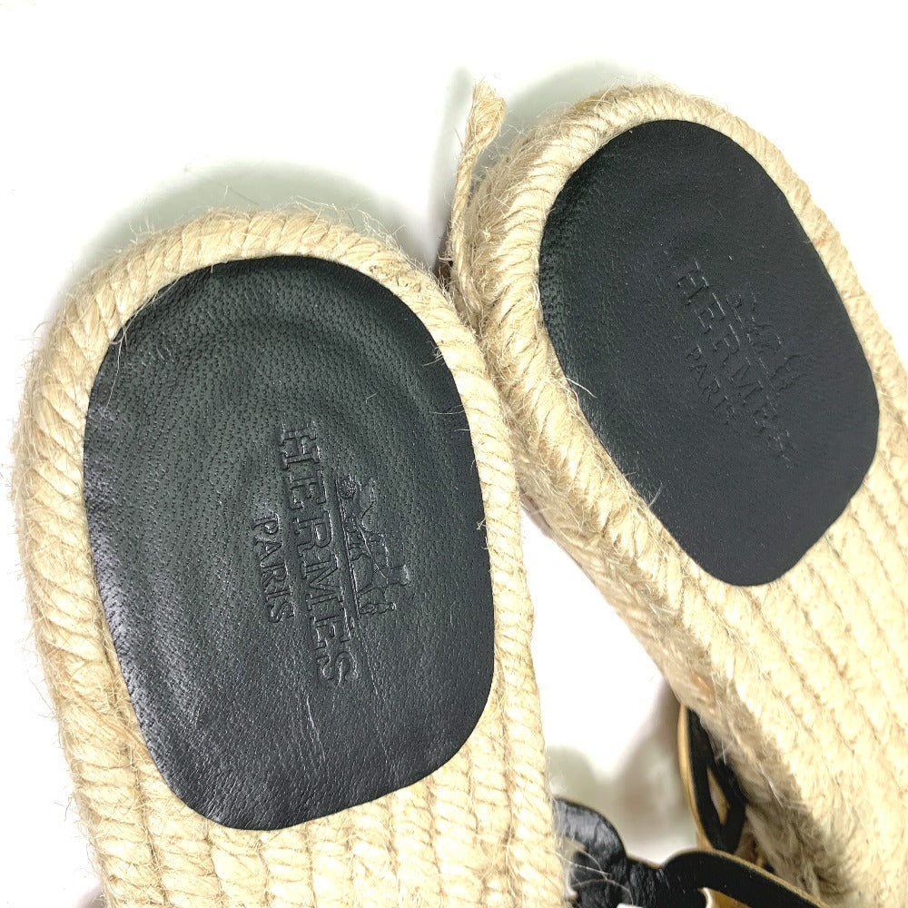 HERMES Sandals leather gold flat Chene Dunkle Ancone Women 36 Used
