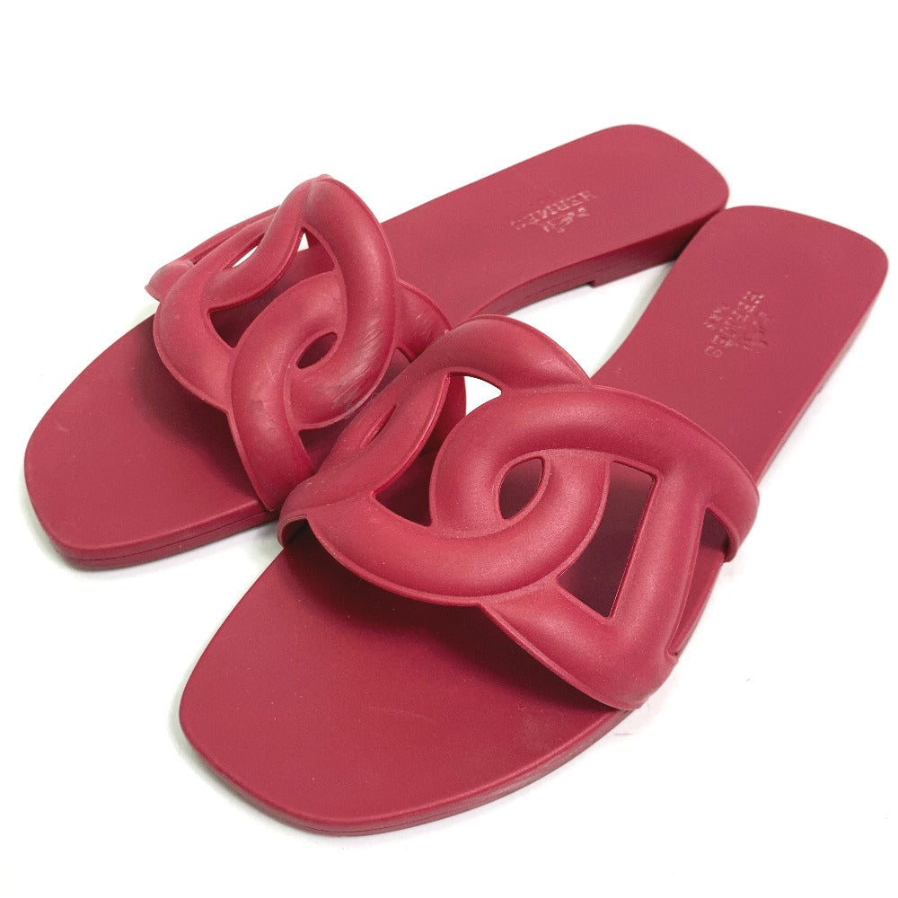 HERMES Sandals rubber Red shoes flats flats Aloha Chene Dunkle Women 35 Used