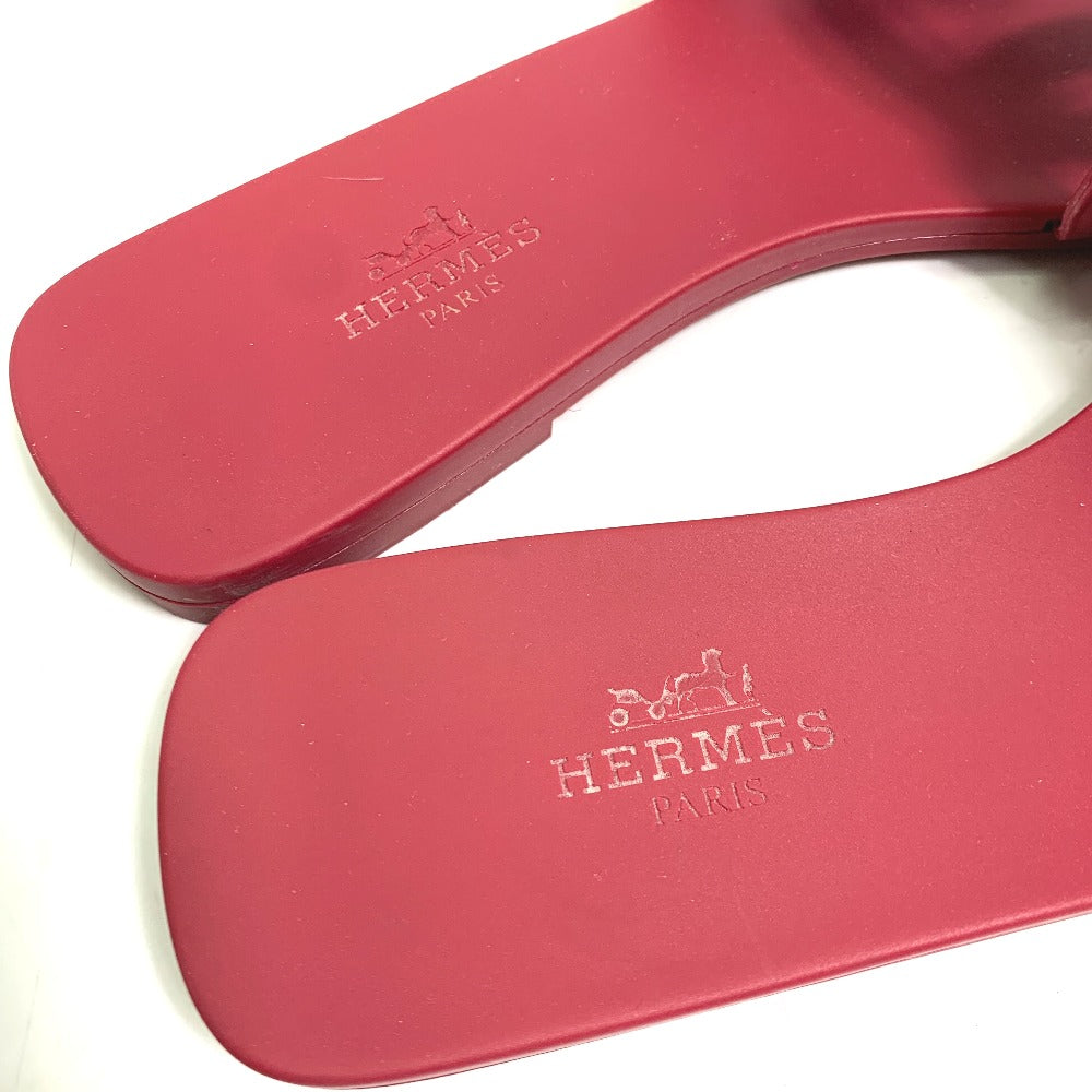 HERMES Sandals rubber Red shoes flats flats Aloha Chene Dunkle Women 35 Used