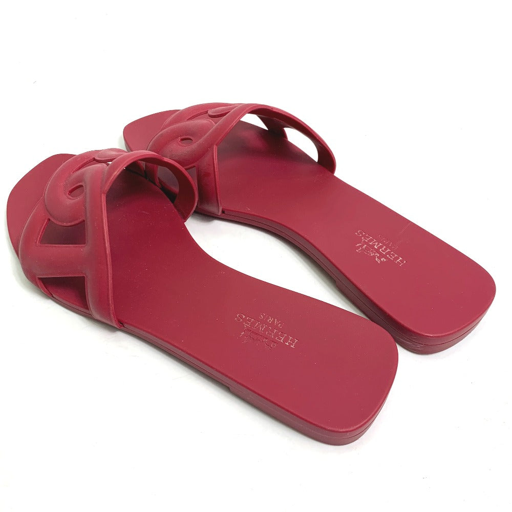 HERMES Sandals rubber Red shoes flats flats Aloha Chene Dunkle Women 35 Used