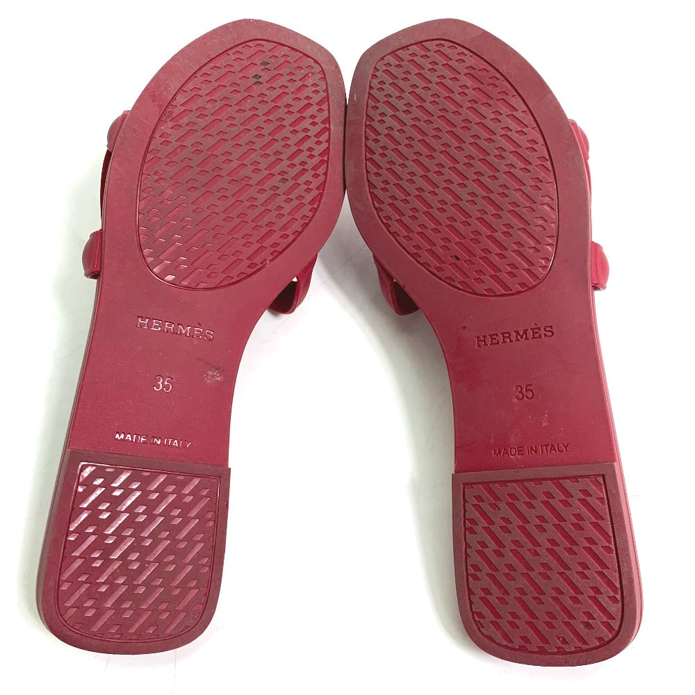 HERMES Sandals rubber Red shoes flats flats Aloha Chene Dunkle Women 35 Used