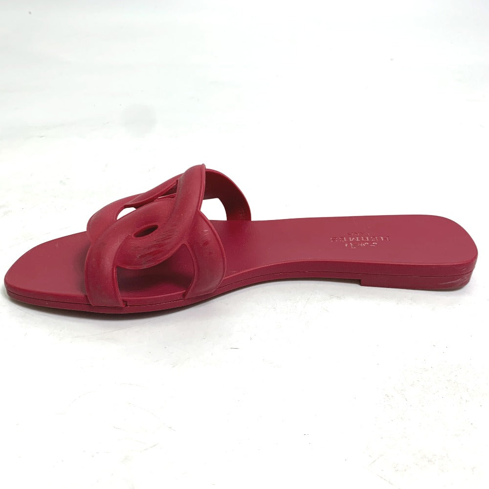 HERMES Sandals rubber Red shoes flats flats Aloha Chene Dunkle Women 35 Used