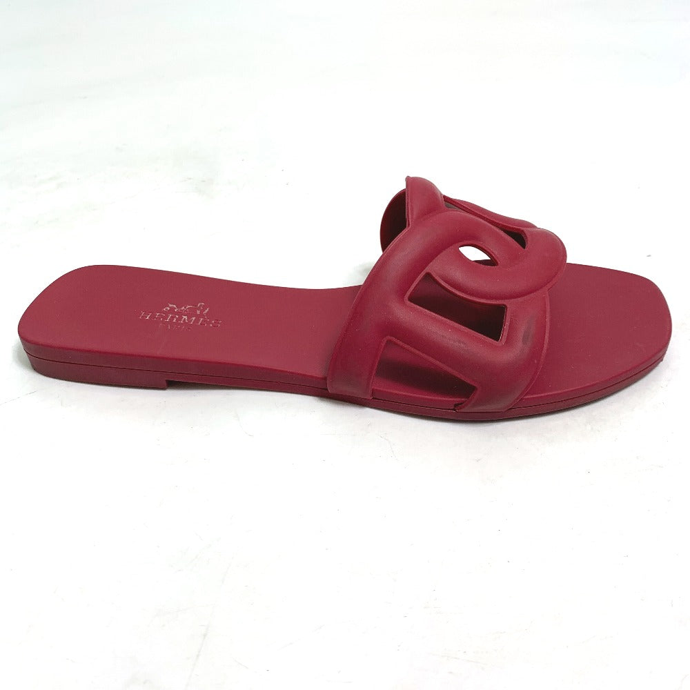 HERMES Sandals rubber Red shoes flats flats Aloha Chene Dunkle Women 35 Used