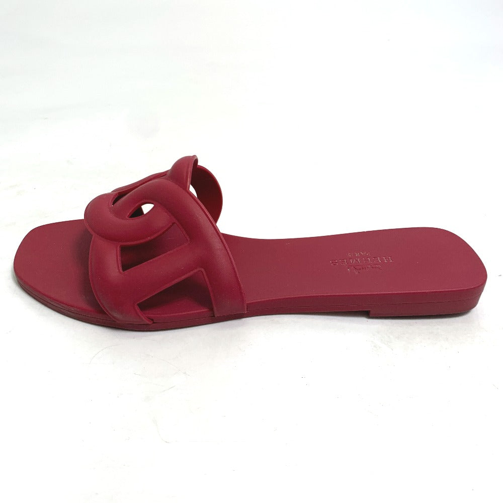 HERMES Sandals rubber Red shoes flats flats Aloha Chene Dunkle Women 35 Used
