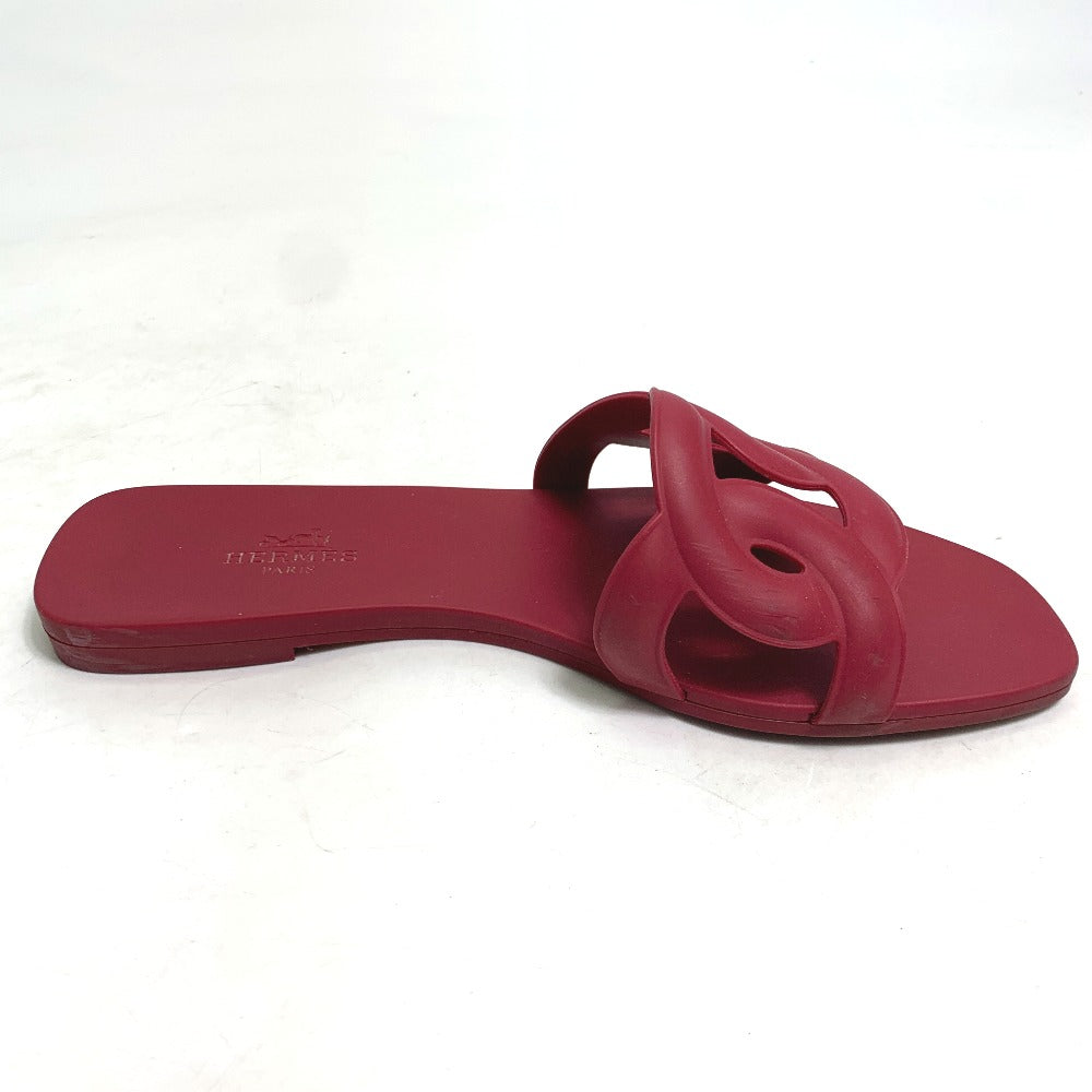HERMES Sandals rubber Red shoes flats flats Aloha Chene Dunkle Women 35 Used