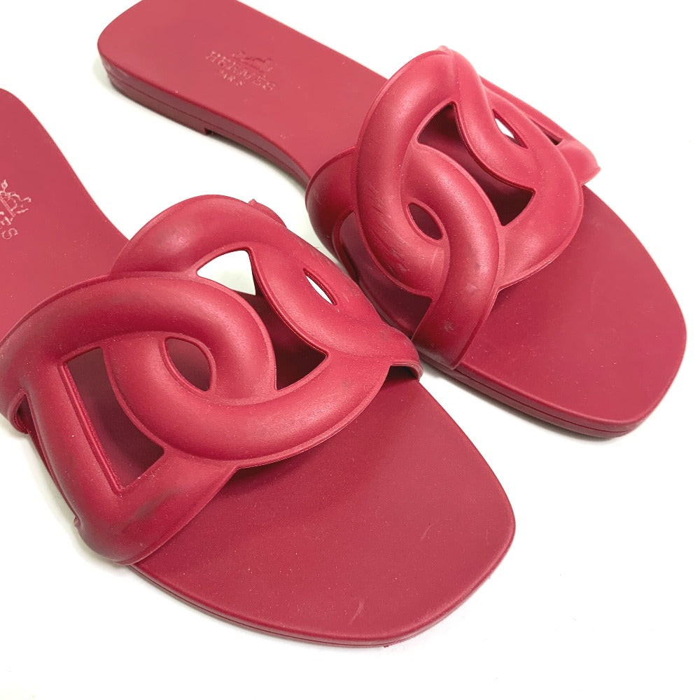 HERMES Sandals rubber Red shoes flats flats Aloha Chene Dunkle Women 35 Used