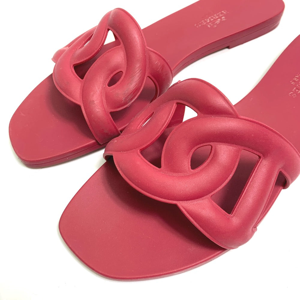 HERMES Sandals rubber Red shoes flats flats Aloha Chene Dunkle Women 35 Used