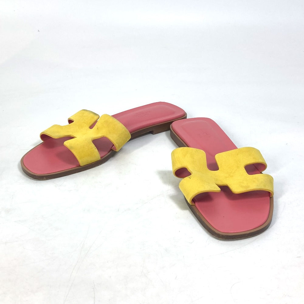 HERMES Sandals Leather, Suede pink logo Oran Women 36.5 Used