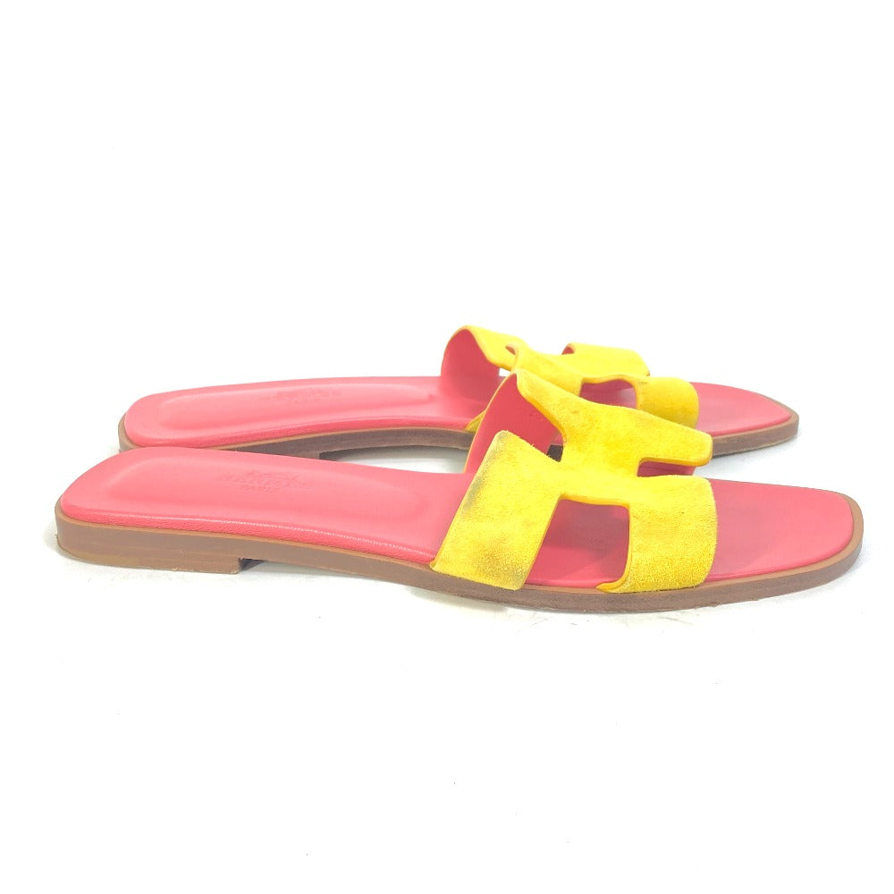 HERMES Sandals Leather, Suede pink logo Oran Women 36.5 Used