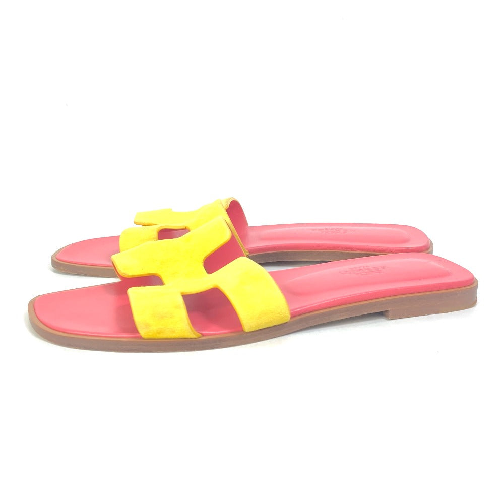 HERMES Sandals Leather, Suede pink logo Oran Women 36.5 Used