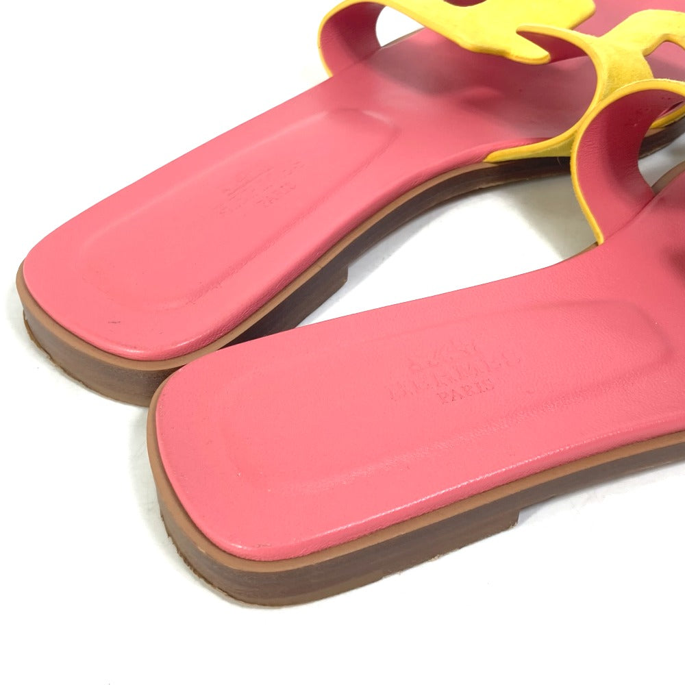 HERMES Sandals Leather, Suede pink logo Oran Women 36.5 Used