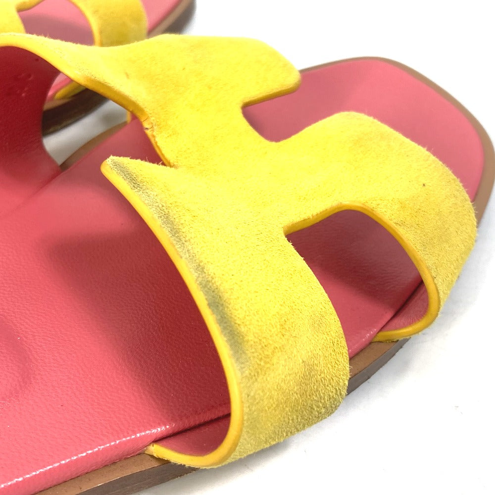 HERMES Sandals Leather, Suede pink logo Oran Women 36.5 Used