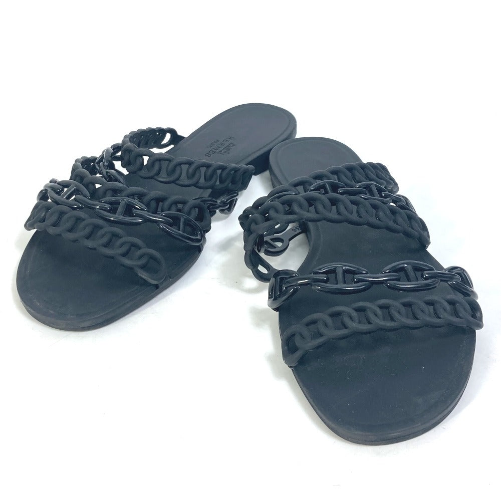 HERMES Sandals rubber black Chene Dunkle 5 Row Riverage 39