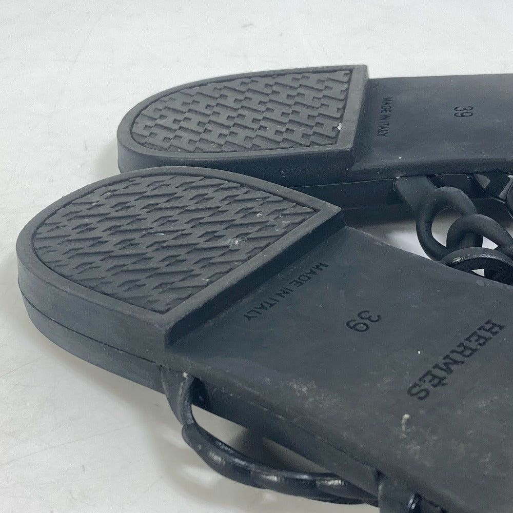 HERMES Sandals rubber black Chene Dunkle 5 Row Riverage 39