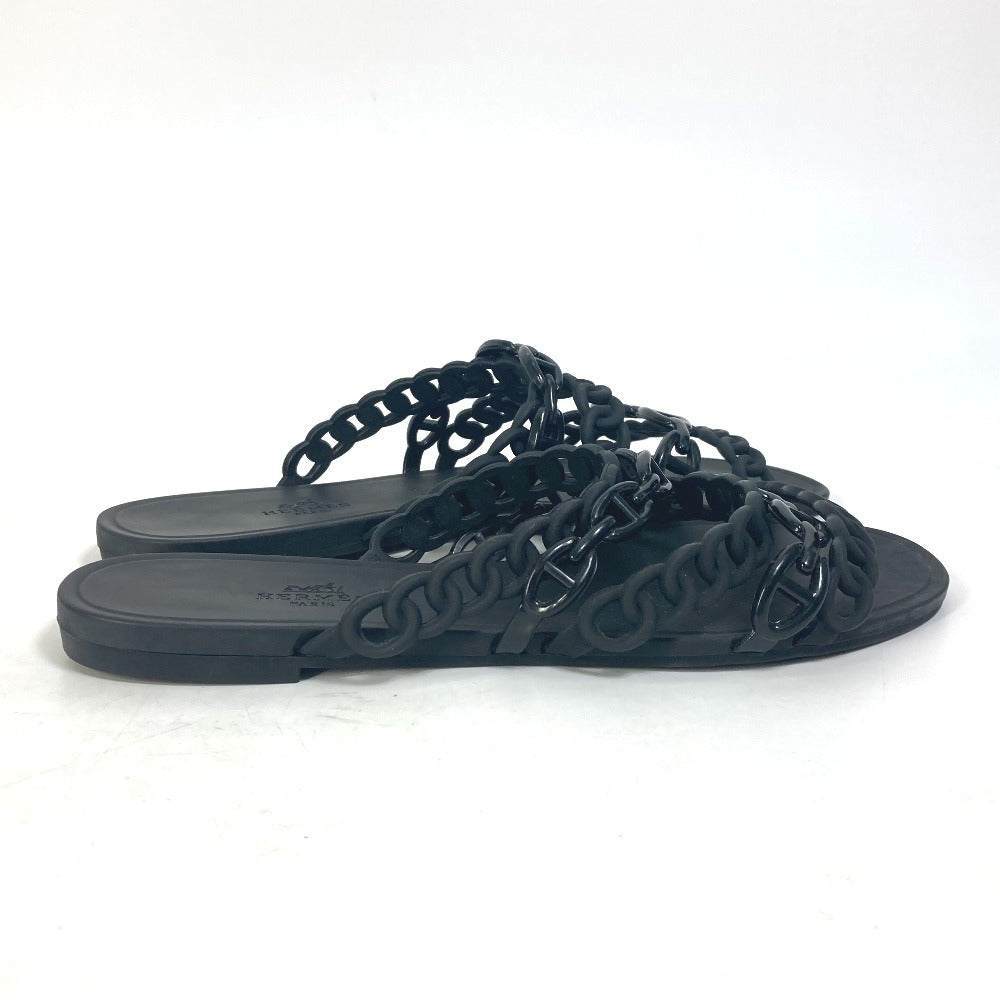 HERMES Sandals rubber black Chene Dunkle 5 Row Riverage 39