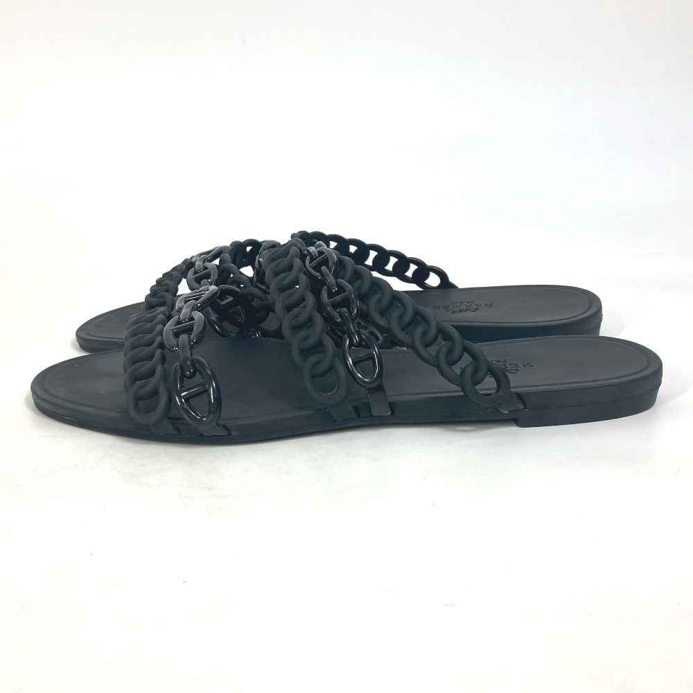 HERMES Sandals rubber black Chene Dunkle 5 Row Riverage 39