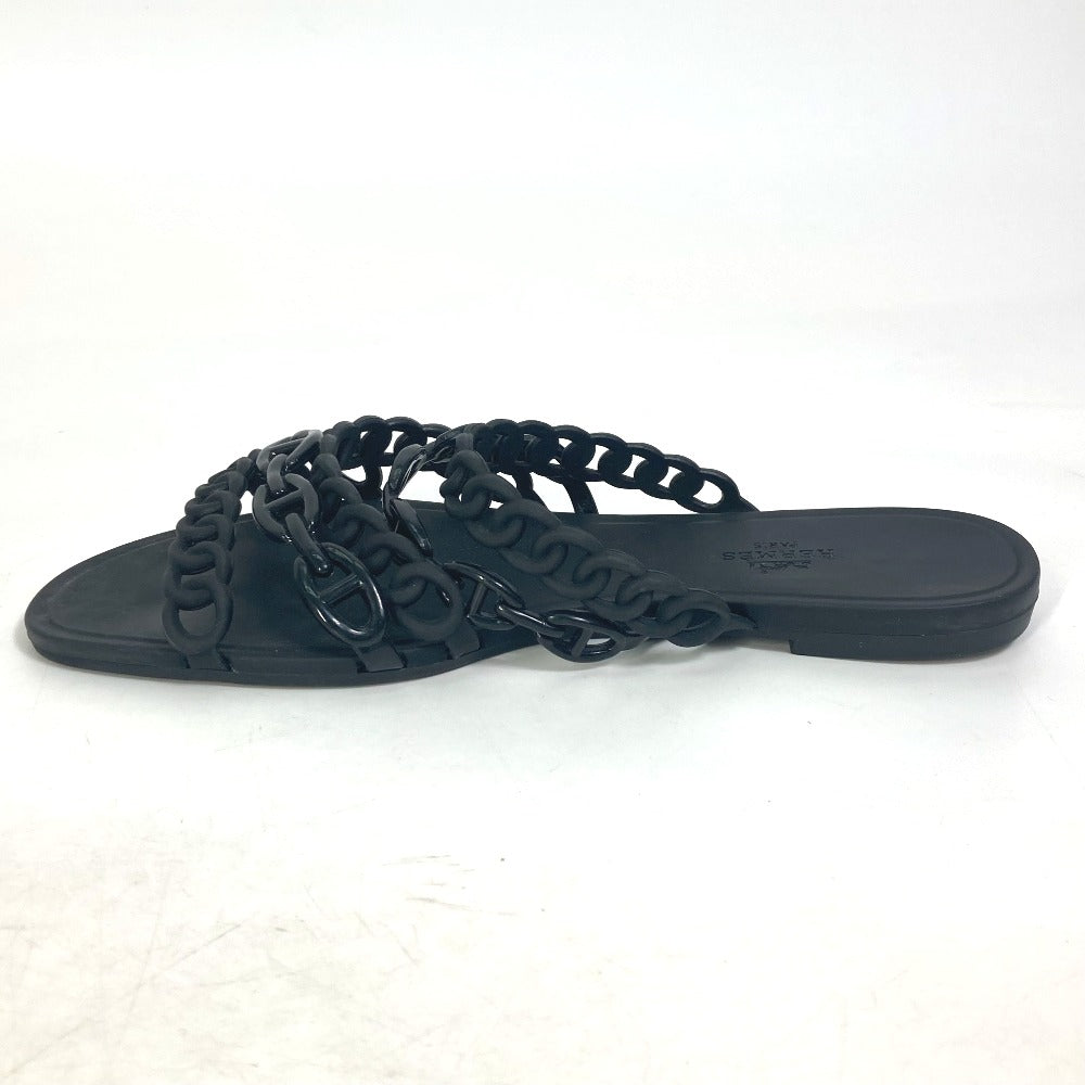 HERMES Sandals rubber black Chene Dunkle 5 Row Riverage 39