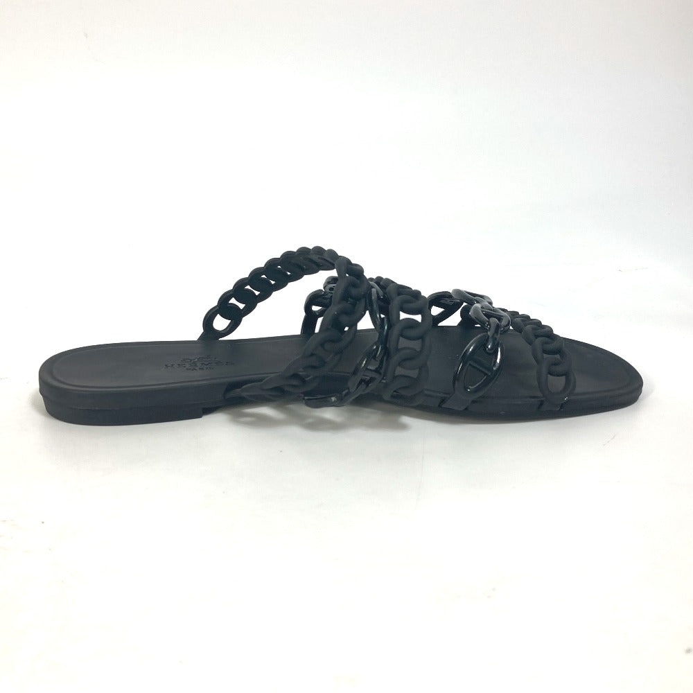 HERMES Sandals rubber black Chene Dunkle 5 Row Riverage 39