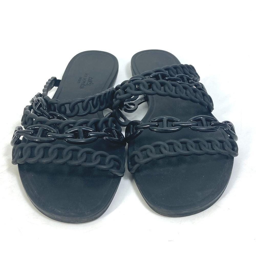 HERMES Sandals rubber black Chene Dunkle 5 Row Riverage 39