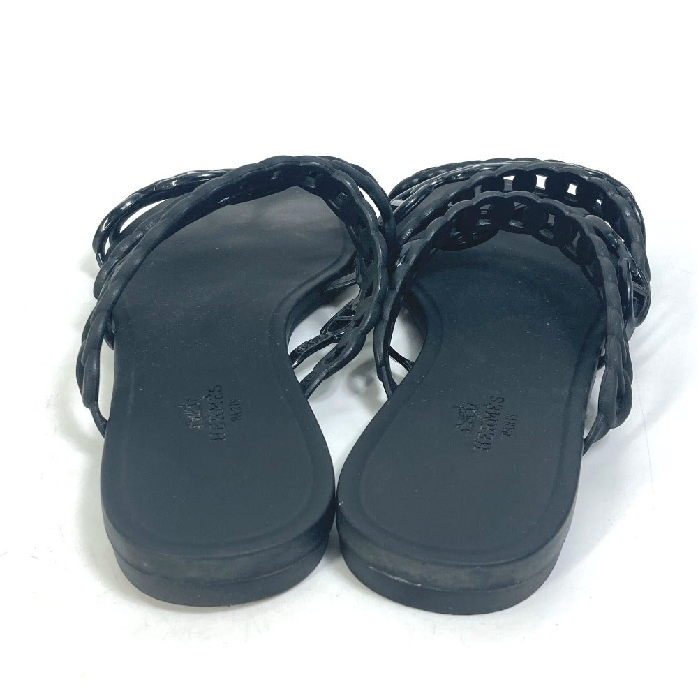 HERMES Sandals rubber black Chene Dunkle 5 Row Riverage 39