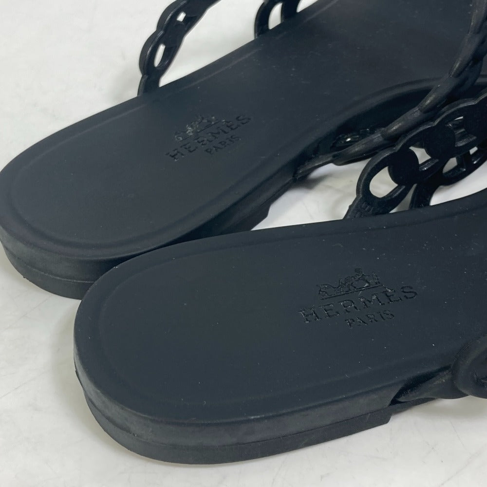 HERMES Sandals rubber black Chene Dunkle 5 Row Riverage 39