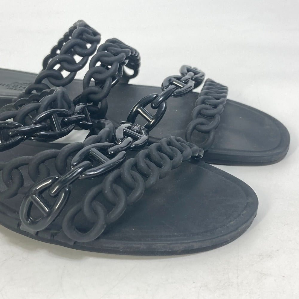 HERMES Sandals rubber black Chene Dunkle 5 Row Riverage 39