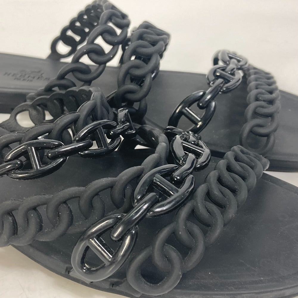 HERMES Sandals rubber black Chene Dunkle 5 Row Riverage 39