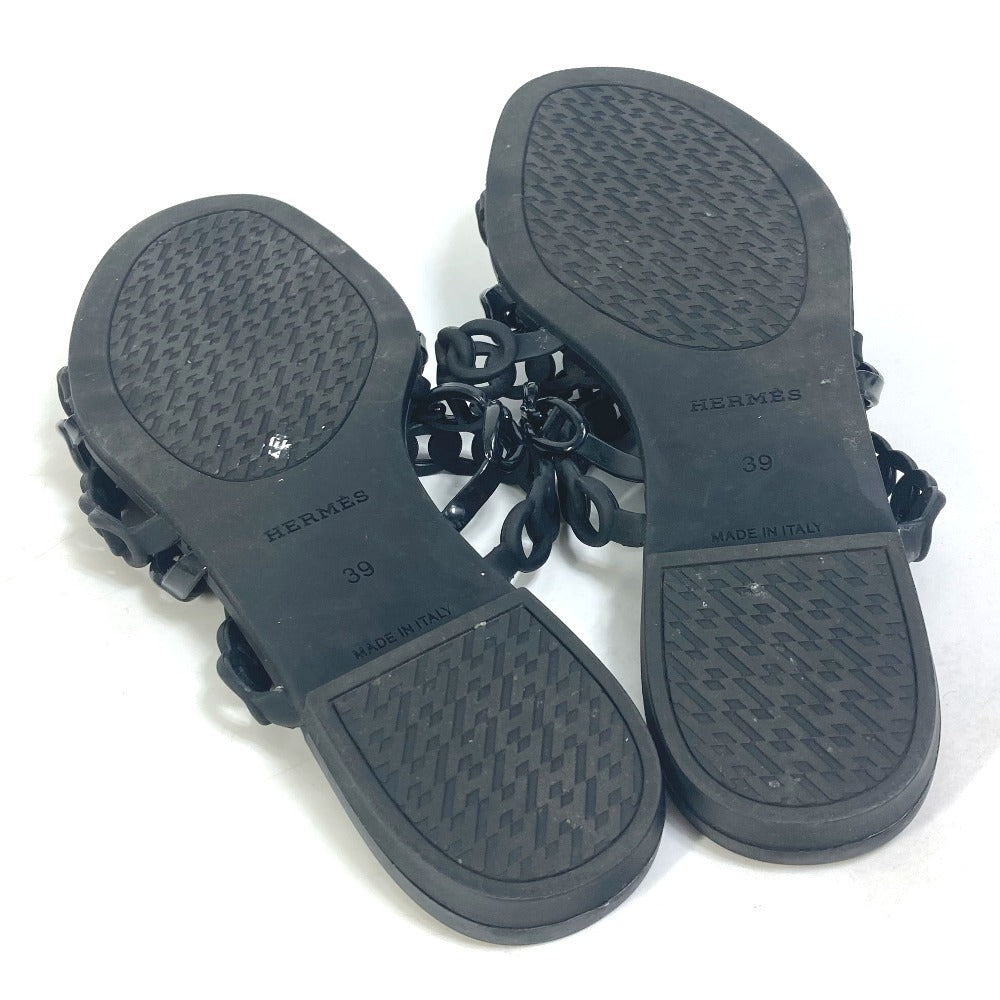 HERMES Sandals rubber black Chene Dunkle 5 Row Riverage 39