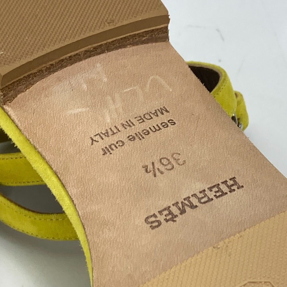HERMES Sandals Leather / suede yellow With flat belt 36 1/2