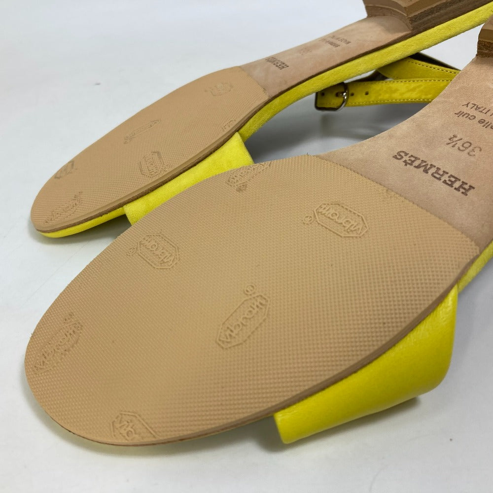 HERMES Sandals Leather / suede yellow With flat belt 36 1/2