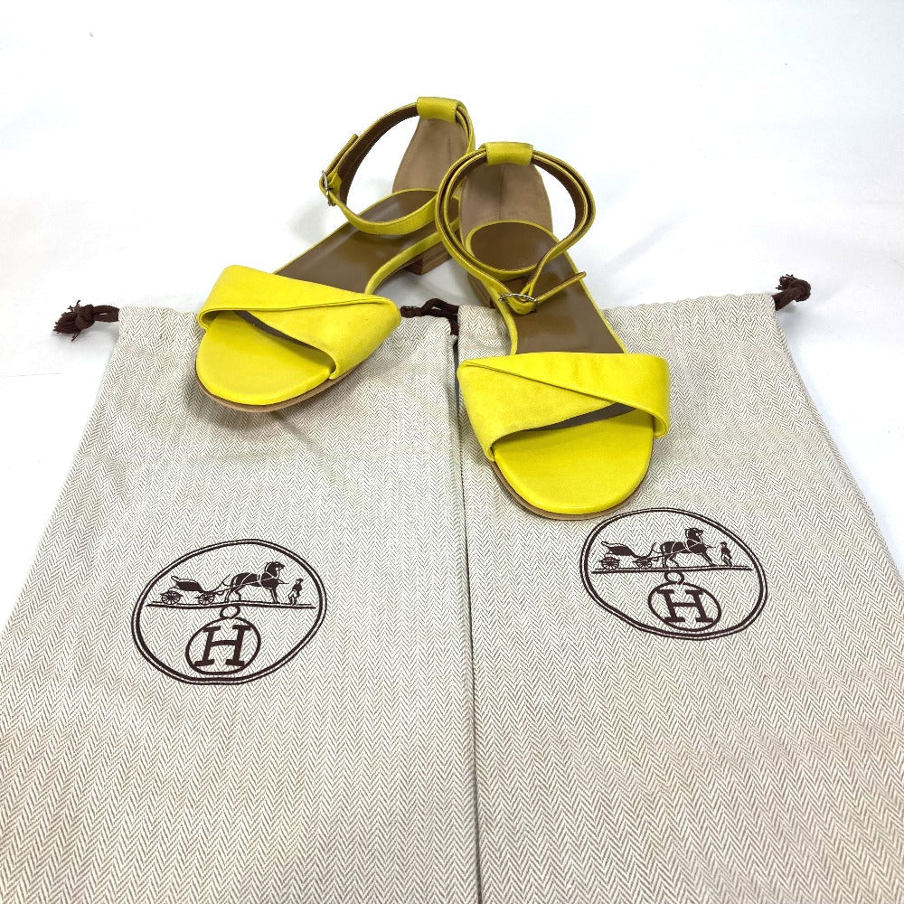 HERMES Sandals Leather / suede yellow With flat belt 36 1/2