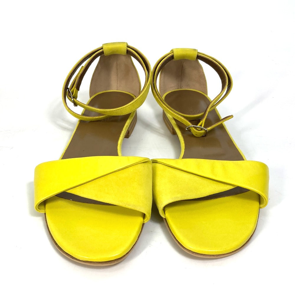 HERMES Sandals Leather / suede yellow With flat belt 36 1/2
