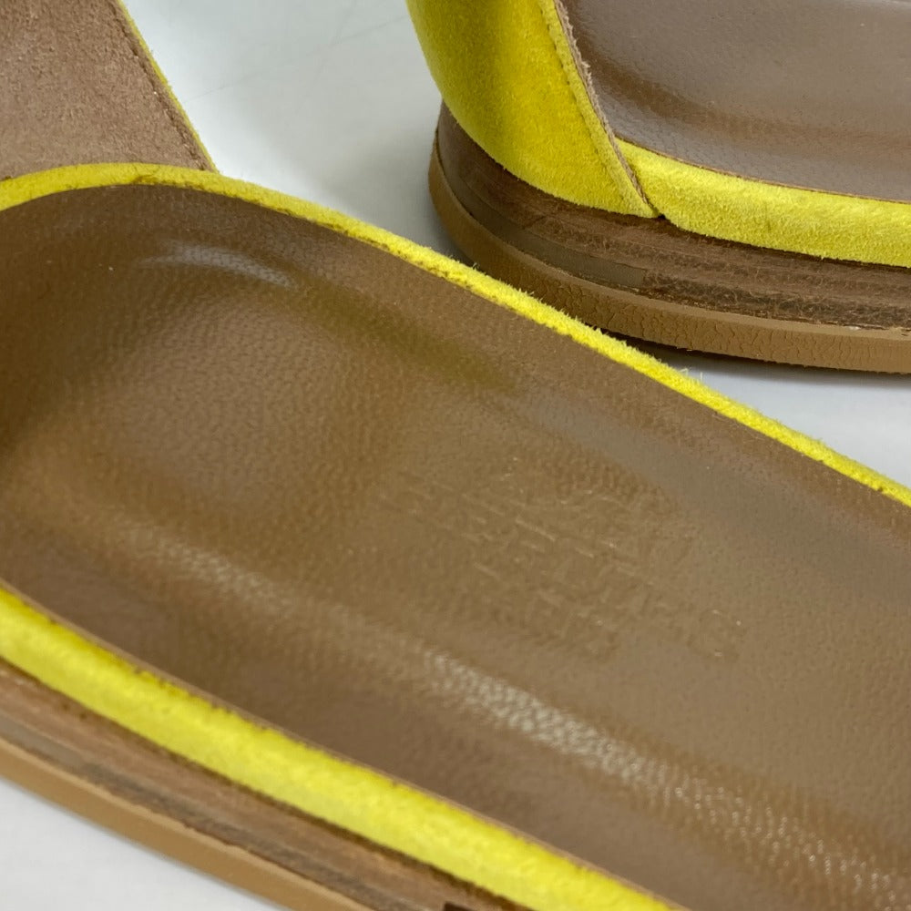 HERMES Sandals Leather / suede yellow With flat belt 36 1/2