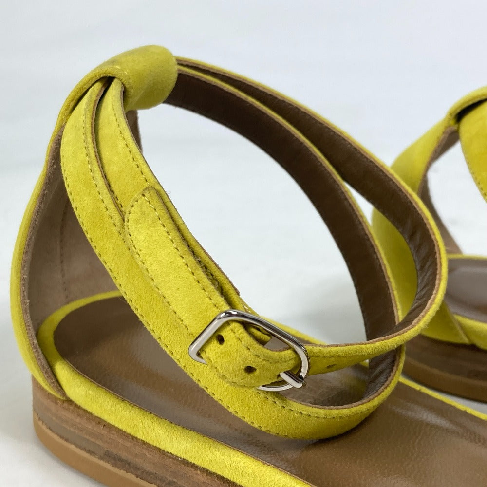 HERMES Sandals Leather / suede yellow With flat belt 36 1/2